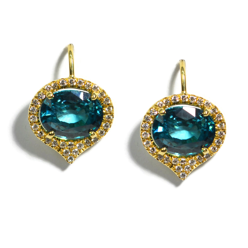 Blue Opal Drop Shape Silver Dangle Earrings 24x10mm | Sirioti Jewelry